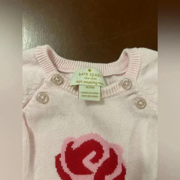 Kate Spade Baby Girl Rose Ruffle Sweater Size 9M - Picture 3 of 4